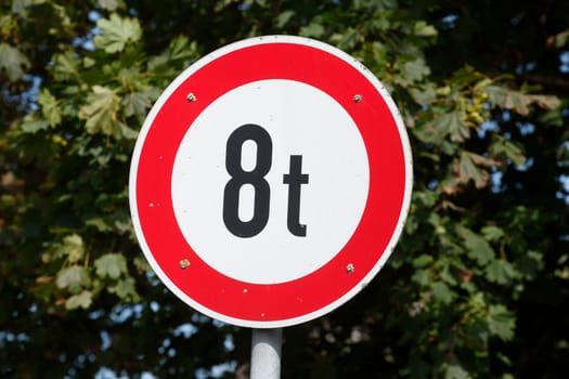 Traffic sign Passage up to 12 tons, Germany, Europe