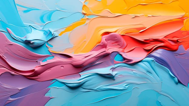 Painting made out of hard and decisive brushstrokes. Abstract background with impasto textures, solid and vibrant colours.AI generated