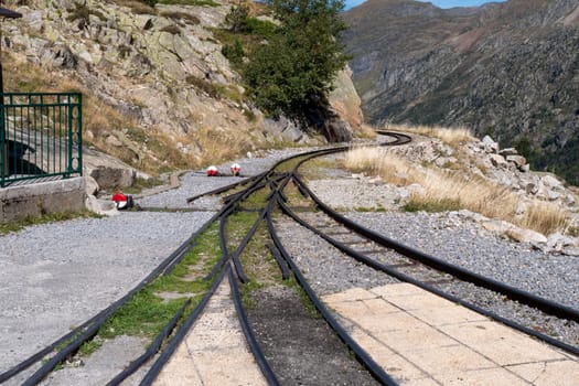 switch of a railway track in the mountains