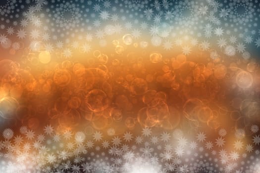 A festive abstract Happy New Year or Christmas texture background and with colorful gold yellow pink blurred bokeh lights and stars. Space for design. Card concept or advertising.