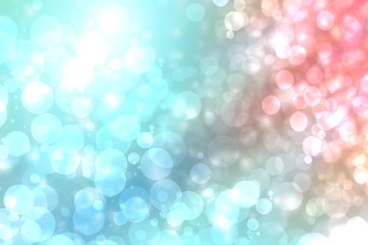 Abstract gradient light blue turquoise yellow orange shiny blurred background texture with circular bokeh lights. Beautiful backdrop. Space for design.