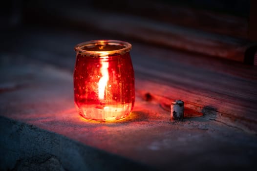 candle on the window  in the night for light celebration