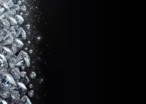 intricate diamond jewel border or frame on black copy space illustration generative ai