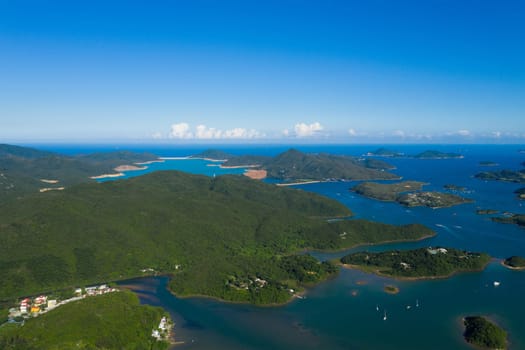 Top view of beautiful landscape island