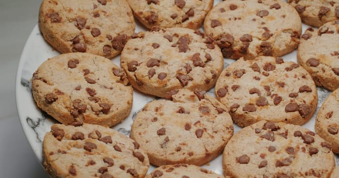 Chocolate chip cookies on plate