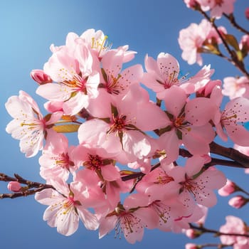 Beautiful cherry blossoms on a branch generated by artificial intelligence