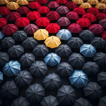 Many umbrellas in different colors generated by artificial intelligence