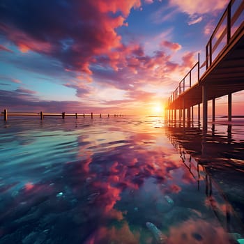 A dramatic pink sky at sunset generated by artificial intelligence