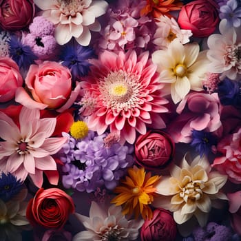 A beautiful background with colorful flowers generated by artificial intelligence