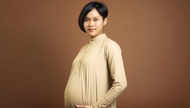 Beauty portrait of a pregnant man. Concept for trans gender gay men of different races Pregnant transgender queer man, portrait