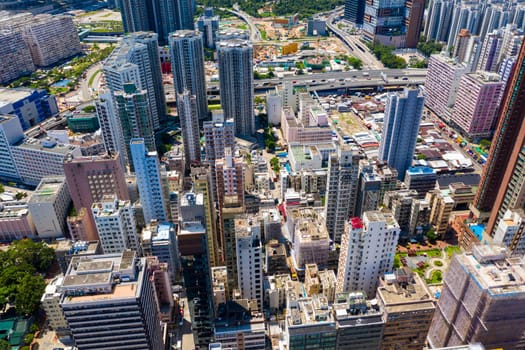 Mong Kok, Hong Kong 10 September 2019: Top view of Hong Kong city