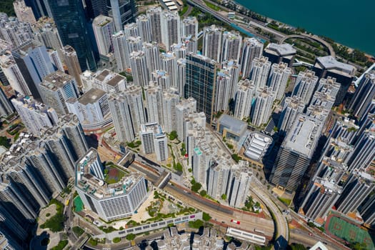 Tai Koo, Hong Kong 22 September 2019: Top view of Hong Kong residential area