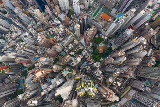 Central, Hong Kong 24 September 2019: Aerial view of Hong Kong city