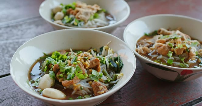 Pork noodles in thailand restaurant