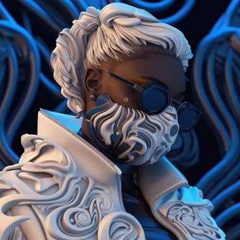model in a white openwork mask. Fashion and Style