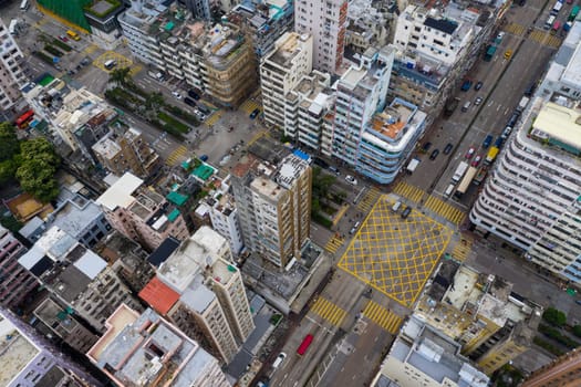 Sham Shui Po, Hong Kong 07 May 2019: Top view of Hong Kong city