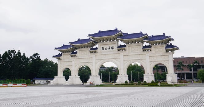 Taipei, Taiwan 17 March 2022: The front gate of Chiang Kai shek Memorial Hall