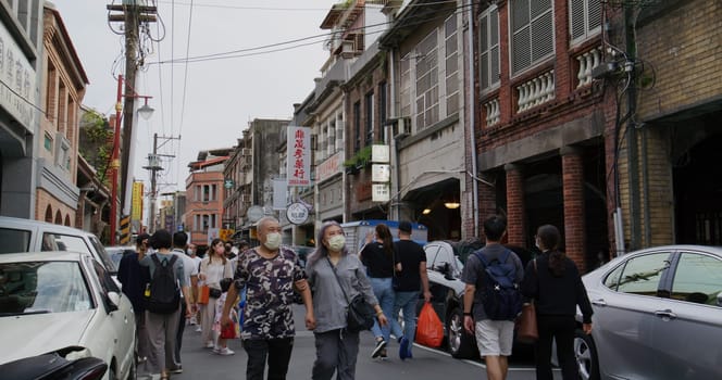 Taipei, Taiwan, 22 March 2022: Holiday market in dihua street of taipei city