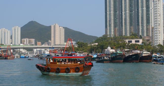 Aberdeen, Hong Kong 12 May 2019: Hong Kong harbor port in aberdeen