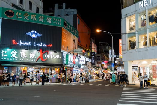 Taichung, Taiwan 25 October 2023: Yizhong Street in Taichung city at night