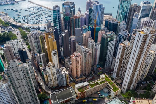 North Point, Hong Kong 01 June 2019: Top view of Hong Kong island
