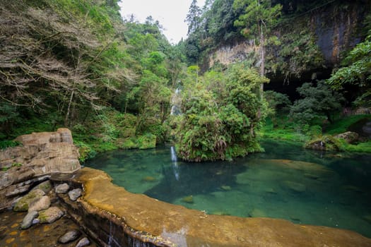 Beautiful water pond in sun link sea in Nantou at Taiwan