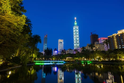 Taipei, Taiwan 14 September 2023: Taipei city landmark at night
