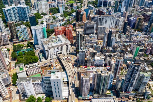 Mong Kok, Hong Kong 10 September 2019: Top view of Hong Kong city