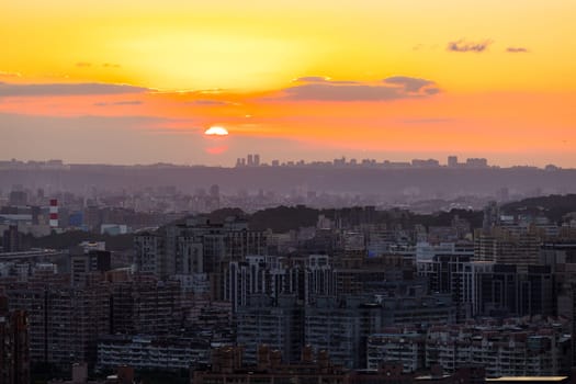 Taipei, Taiwan 23 September 2023: Taipei city at sunset