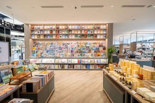 Taipei, Taiwan 05 October 2023: Tsutaya book store in Noke shopping mall in Dazhi area in Taipei city
