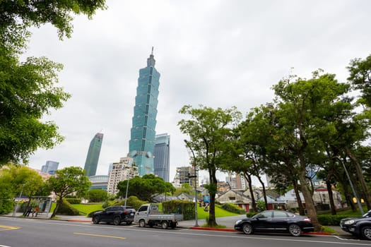 Taipei, Taiwan 14 October 2023: Taipei city landmark in xinyi district