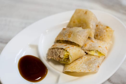 Chinese omelet with tuna in Taiwanese local food store