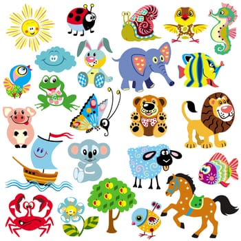 big vector set with pictures for babies and little kids