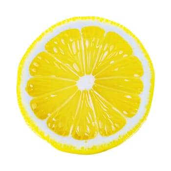 vibrant slice of lemon isolated on a clean white background
