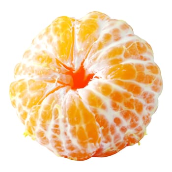 peeled whole tangerine isolated on white background