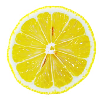 vibrant slice of lemon isolated on a clean white background