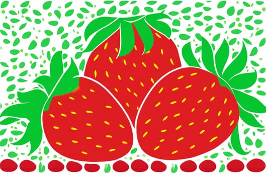 illustration of strawberries with green petals