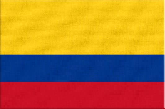 Flag of Colombia. Colombian flag on fabric surface. Colombian national flag on textured background. Fabric Texture. Colombian country. Republic of Colombia