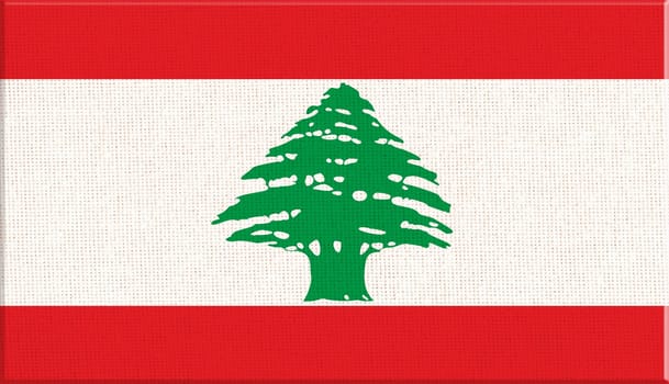 Flag of Lebanon. lebanese flag on fabric surface. Fabric Texture. Republic of Lebanon. Lao state symbol. Lebanese Republic. Asian country. 3D illustration. Cedar on Lebanese national flag