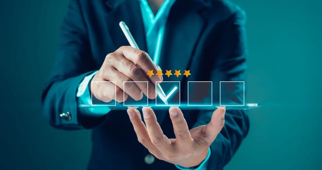 Customer Satisfaction Survey concept, service experience rating online application, customer evaluation product service quality, satisfaction feedback review, very good quality most.