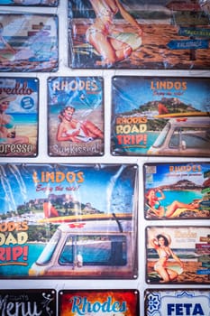 October 17 2023, Lindos city vintage commercial and turistic postcards