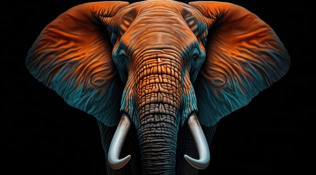 an elephant in tusks with white feathers.