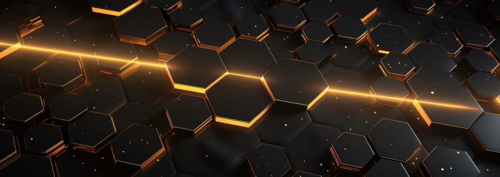 an abstract image of a hexagonal wall background with a starry sky.