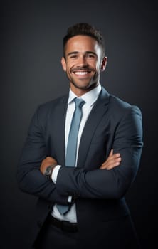 a smiling business executive in a suit.
