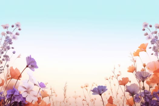 floral border with purple and pink flowers.