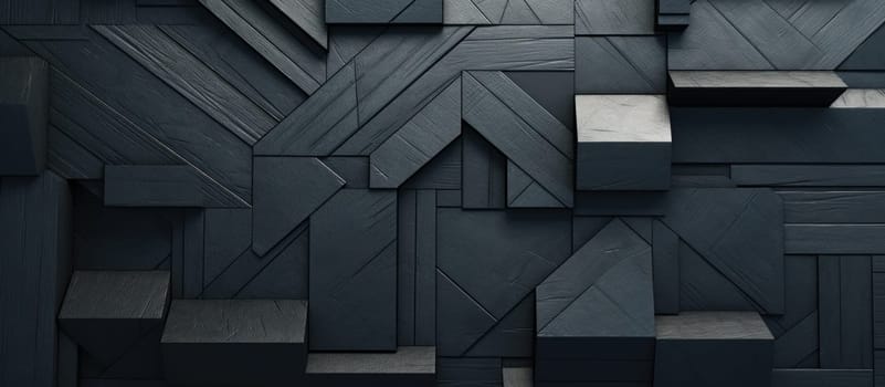 geometric shapes and flat black colored building material.