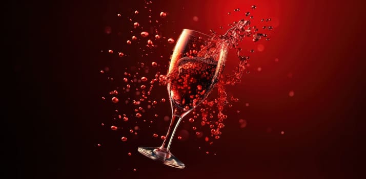 champagne glass in a red background.