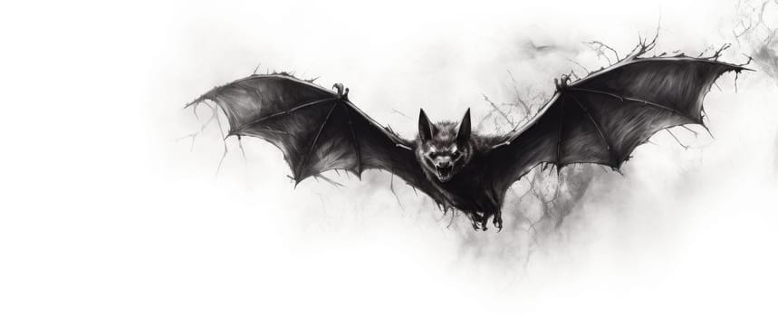 a bat is drawn on white paper.