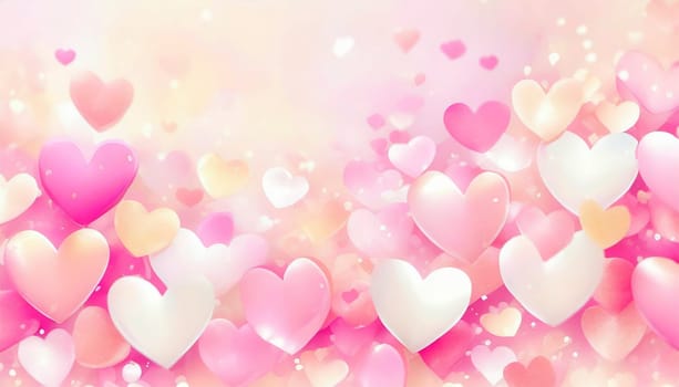 Valentine's day background with hearts and bokeh lights. AI generated