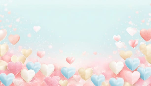 Valentine's day background with hearts and bokeh lights. AI generated